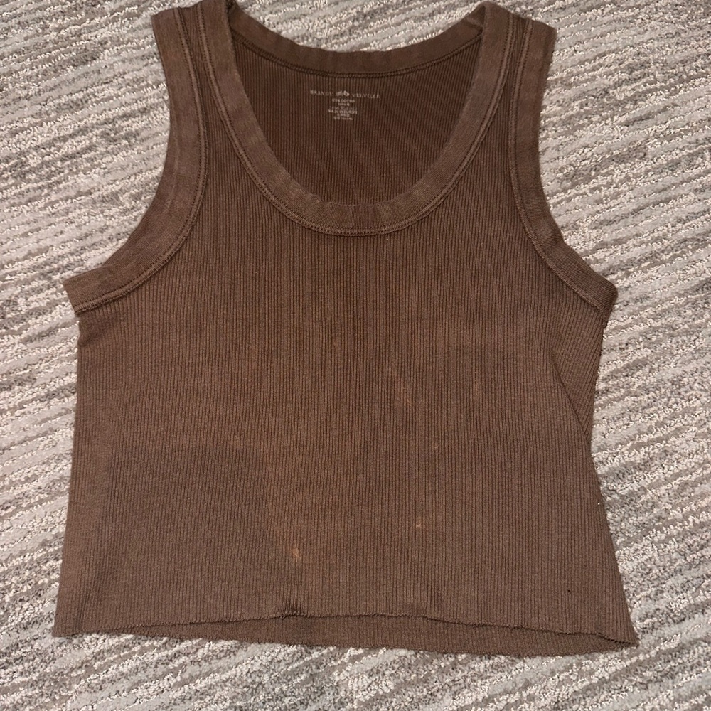 Brown Ribbed Tank Top Brandy Melville - Picture 2 of 5